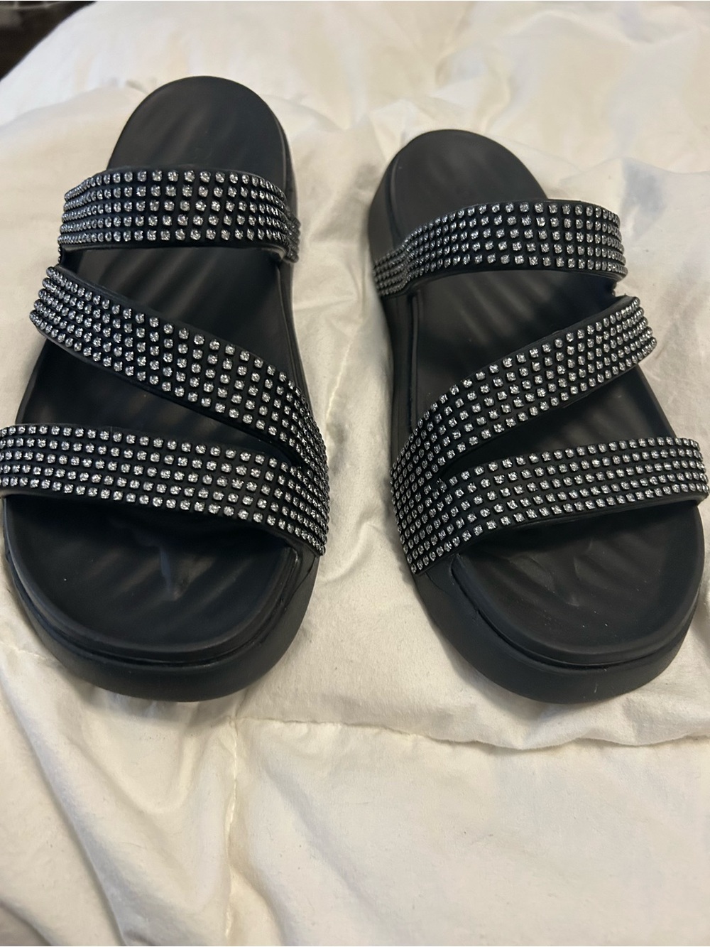 Crocs Black and Rhinestone Slide Sandals - Women sz 9